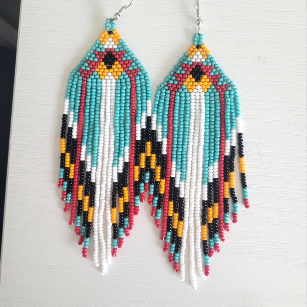Native Beaded Earrings (Turquoise)